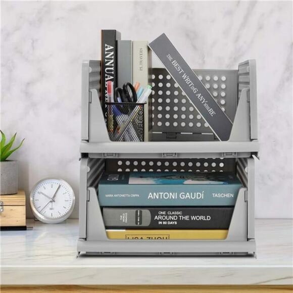 Stackable Folding Plastic Drawer Organizers Closet Storage Bins 4 Pack - Picture 5 of 7